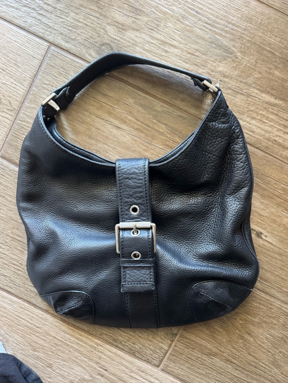 Michael Kors Black Pebbled Leather Hobo Shoulder Bag with Buckle
